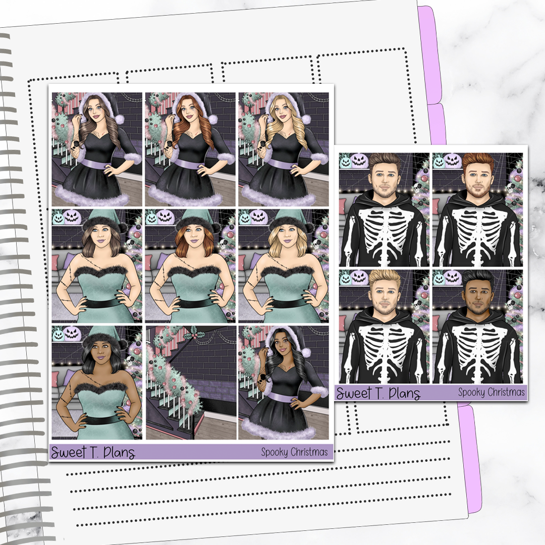 Spooky Christmas Vertical Mini/B6 Print Pression Weekly Sticker Kit