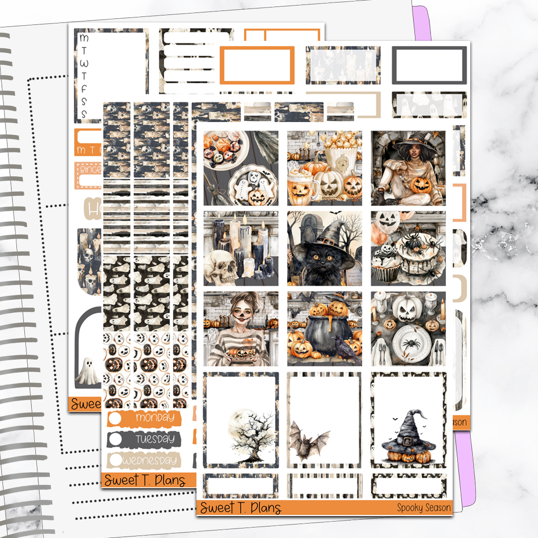 Spooky Season Halloween Hobonichi Cousin Weekly Sticker Kit