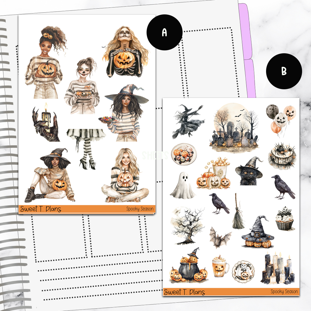 Spooky Season Halloween  Bundle or Single Sheets Weekly Ultimate Journaling Kit