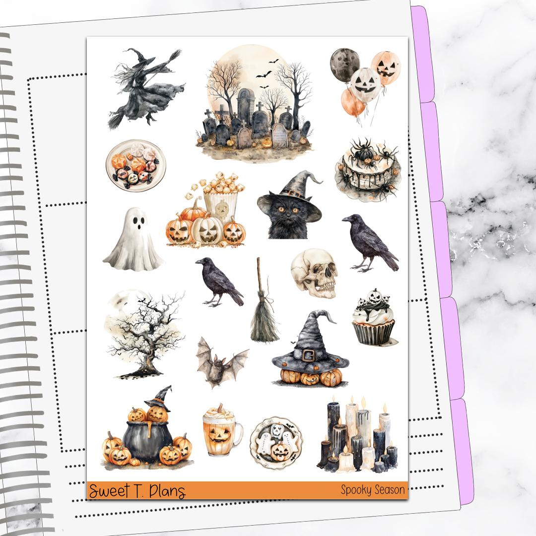 Spooky Season Halloween Hobonichi Cousin Weekly Sticker Kit