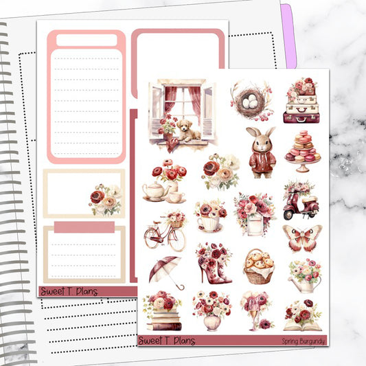 Spring Burgundy Deco Sticker Kit