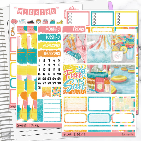 Summer Fun Vertical Mini/ B6 Print Pression Weekly Sticker Kit