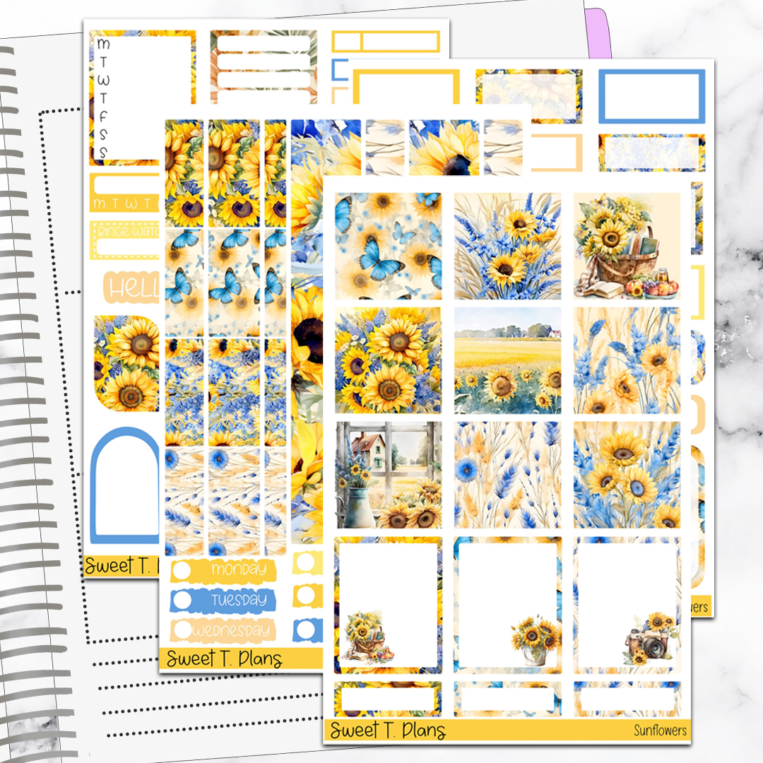 Sunflowers Hobonichi Cousin Weekly Sticker Kit