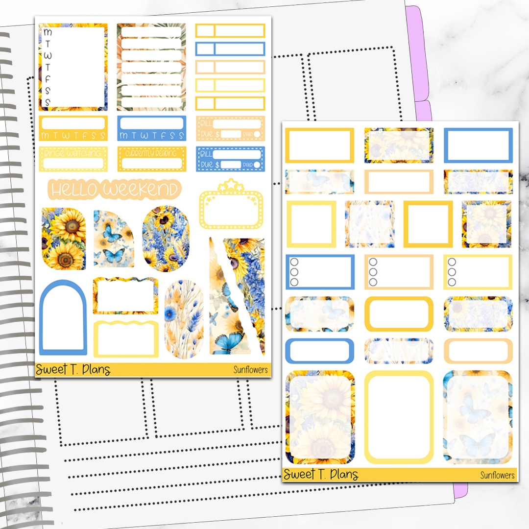 Sunflowers Hobonichi Cousin Weekly Sticker Kit