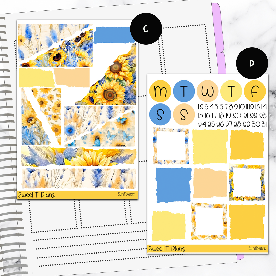 Sunflowers Bundle or Single Sheets Weekly Ultimate Journaling Kit