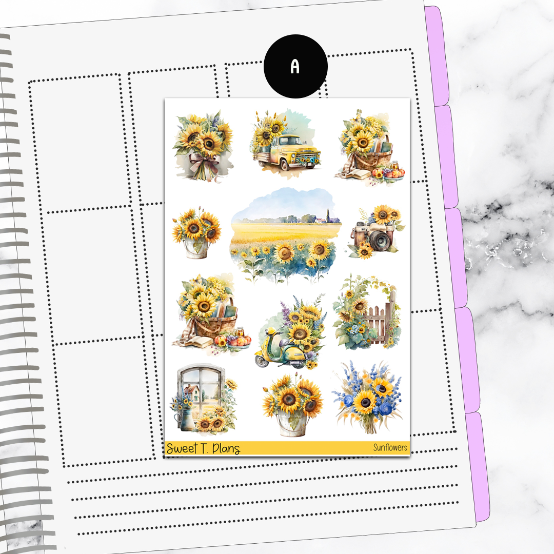 Sunflowers Bundle or Single Sheets Weekly Ultimate Journaling Kit