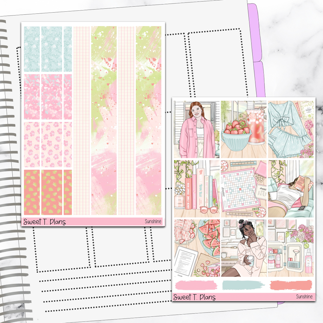 Sunshine Summer Relaxing Chill Weekly Sticker Kit Universal Vertical Planners