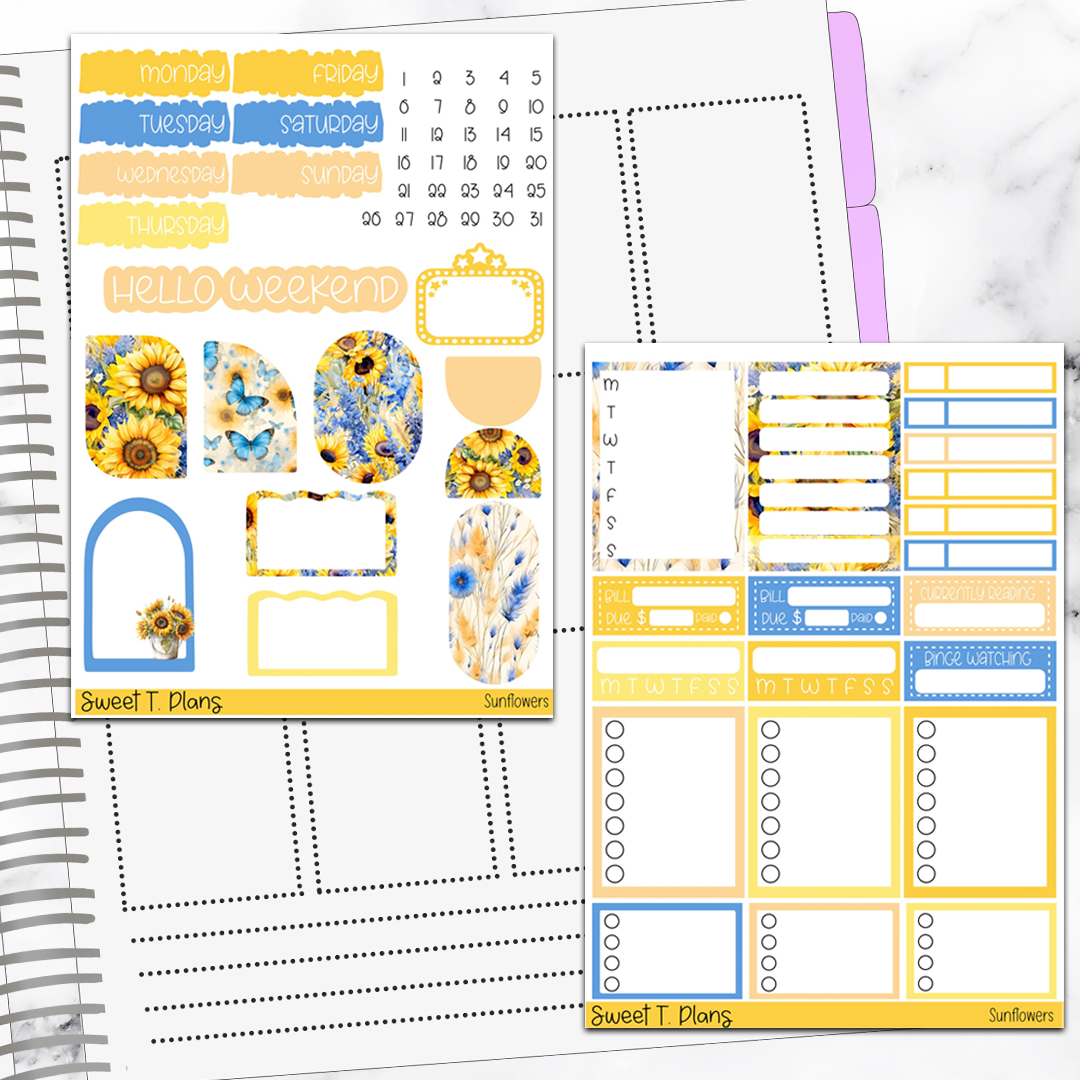 Sunflowers Sticker Kit Universal Vertical Planners