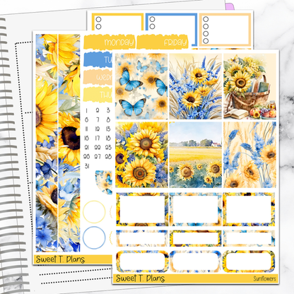 Sunflowers Vertical Mini/B6 Print Pression Weekly Sticker Kit