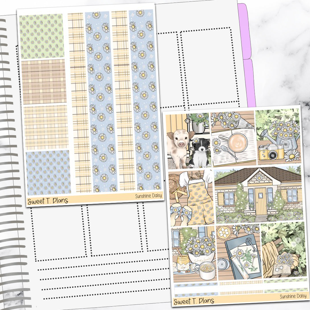 Sunshine Daisy Spring Weekly Sticker Kit Universal Vertical Planners