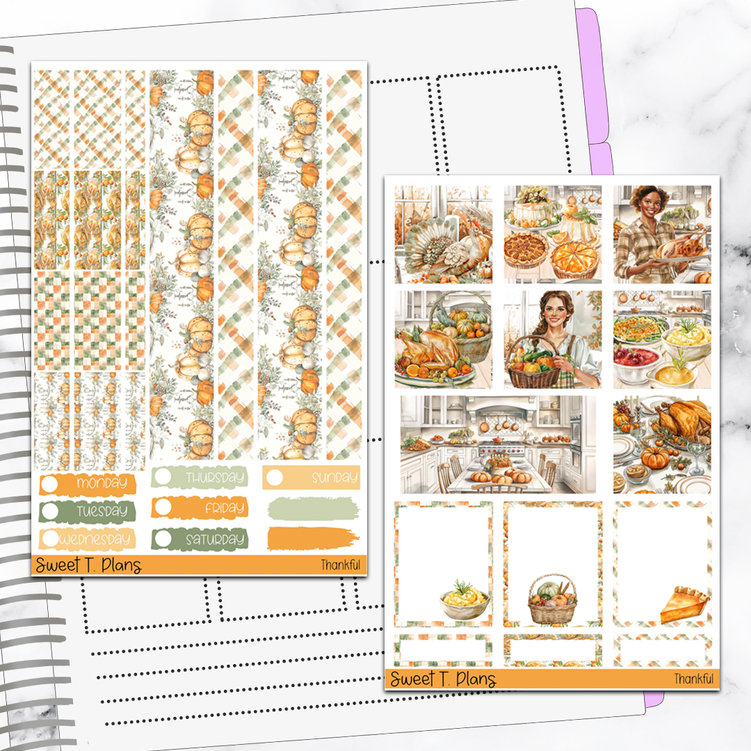 Thankful Thanksgiving Hobonichi Cousin Weekly Sticker Kit