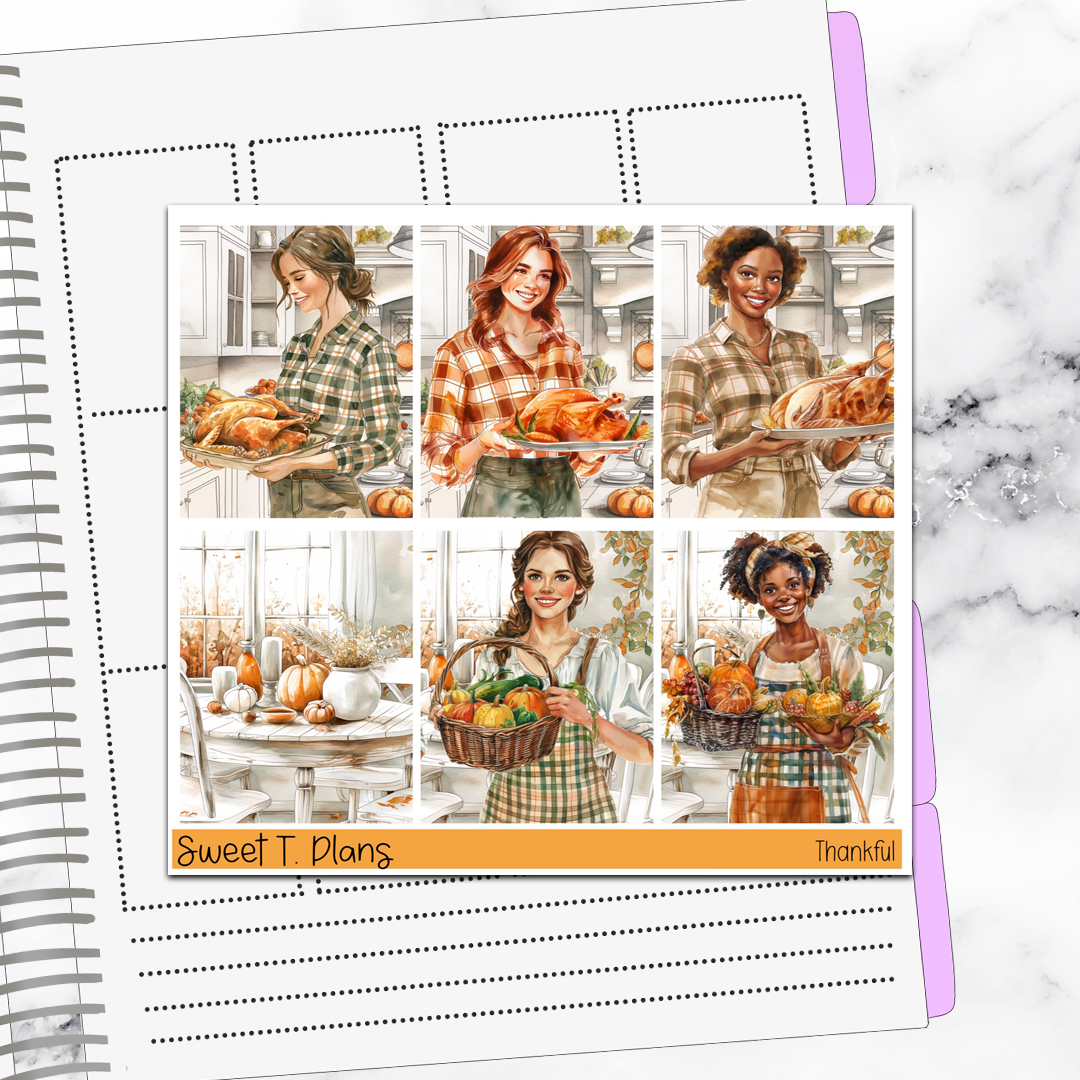 Thankful Thanksgiving  Vertical Mini/B6 Print Pression Weekly Sticker Kit