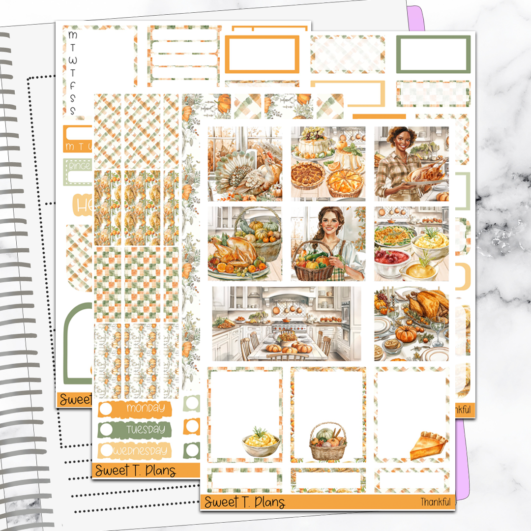 Thankful Thanksgiving Hobonichi Cousin Weekly Sticker Kit