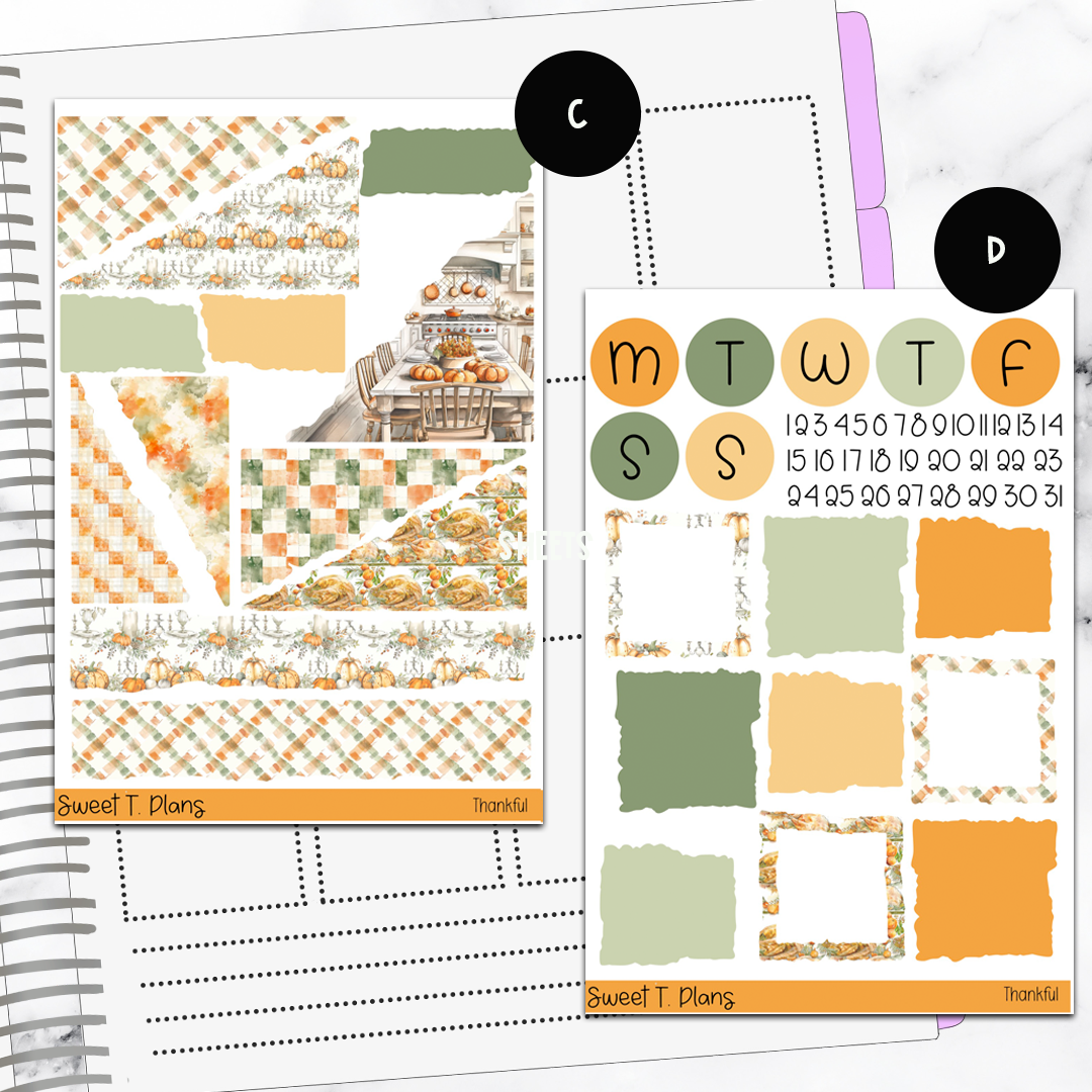 Thankful Thanksgiving  Bundle or Single Sheets Weekly Ultimate Journaling Kit