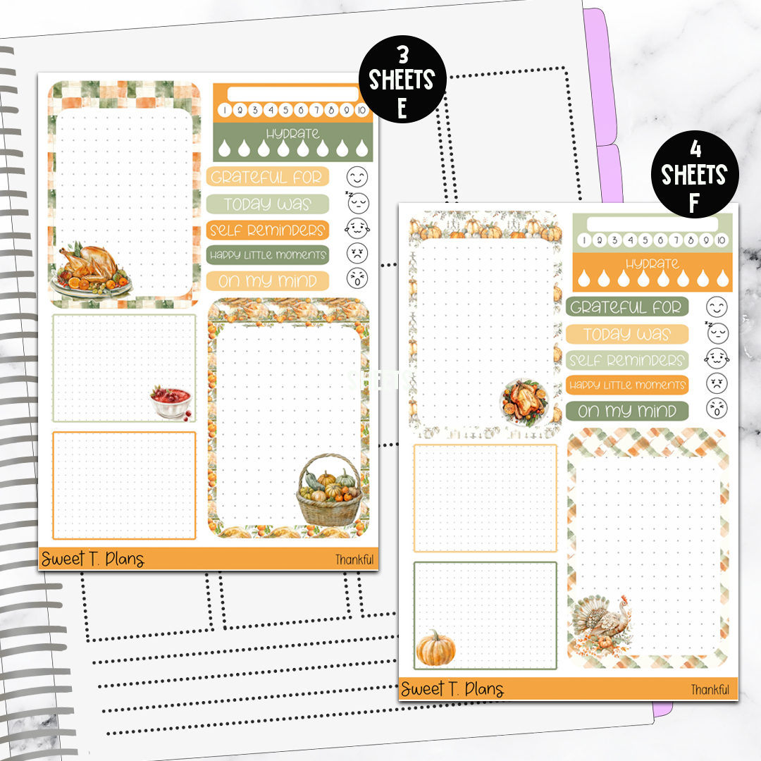 Thankful Thanksgiving  Bundle or Single Sheets Weekly Ultimate Journaling Kit