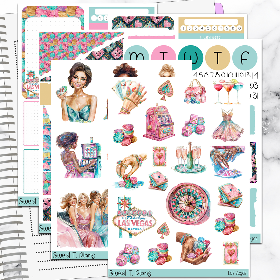 Las Vegas Vacation Girls Trip Bundle or Single Sheets Weekly Ultimate Journaling Kit