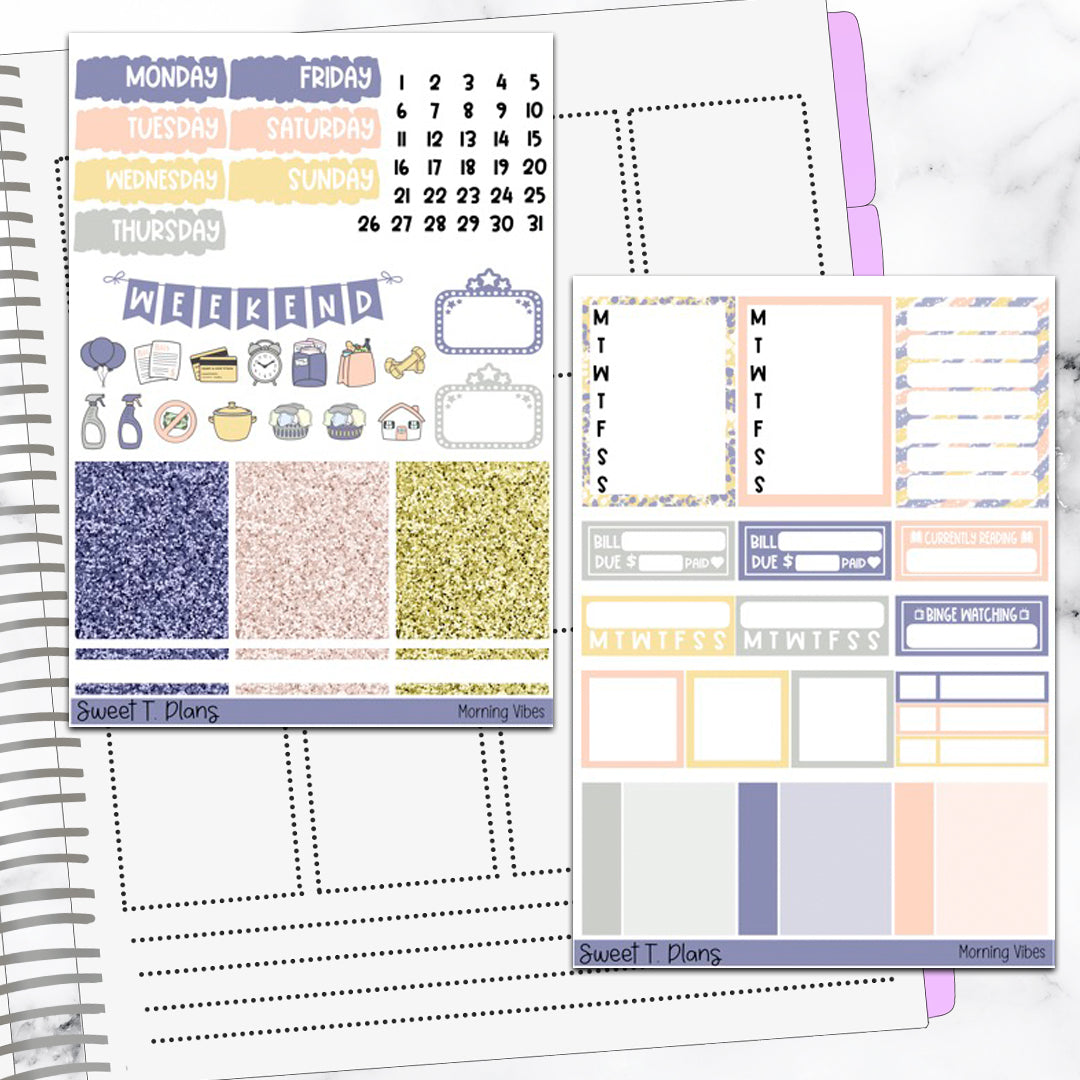Morning Vibes Weekly Sticker Kit Universal Vertical Planners