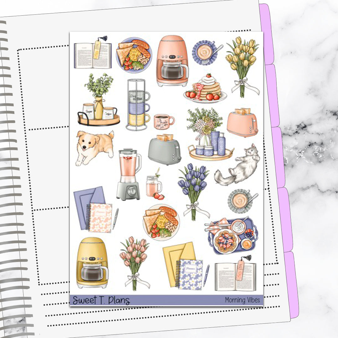 Morning Vibes Hobonichi Cousin Weekly Sticker Kit