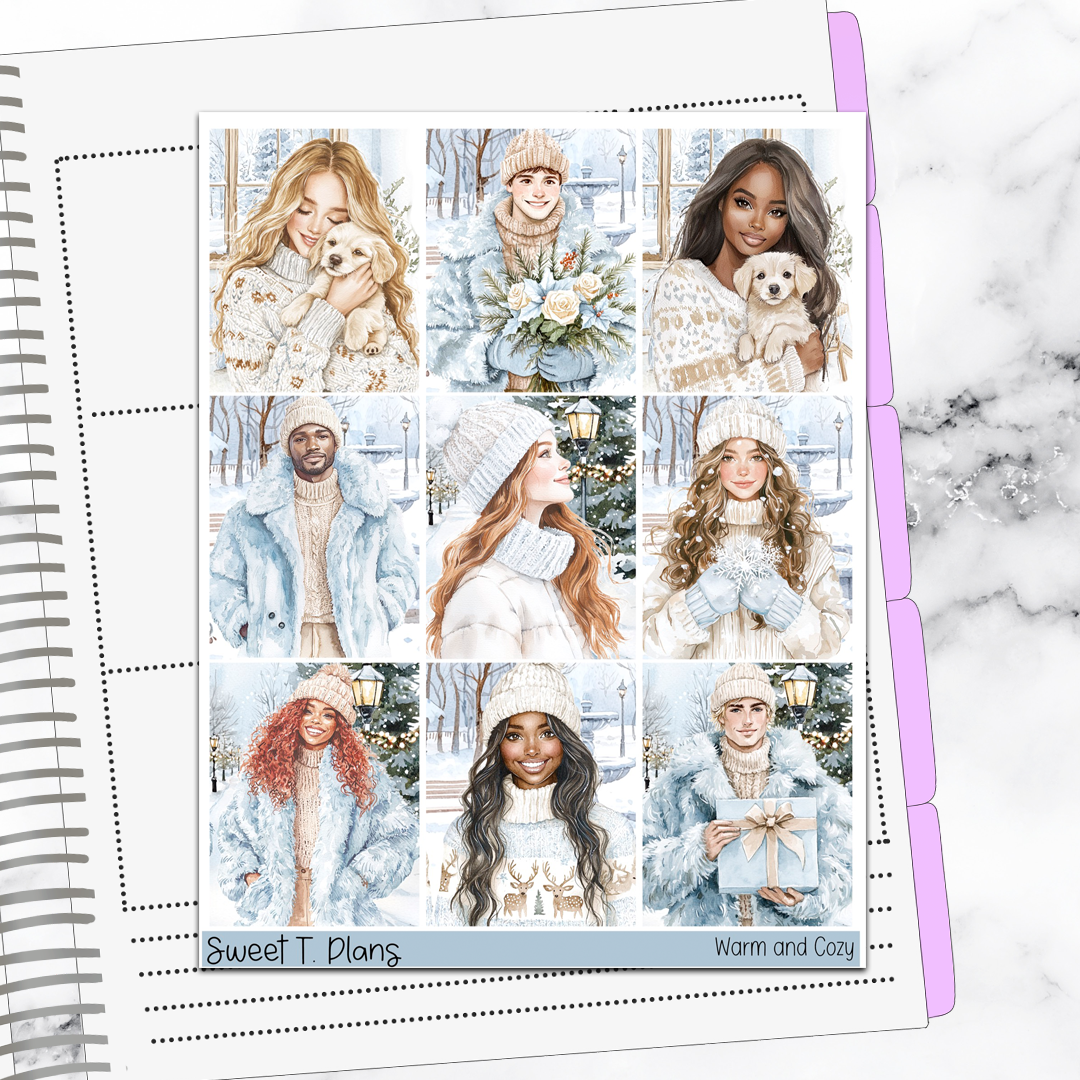 Warm and Cozy Winter Christmas Vertical Mini/B6 Print Pression Weekly Sticker Kit