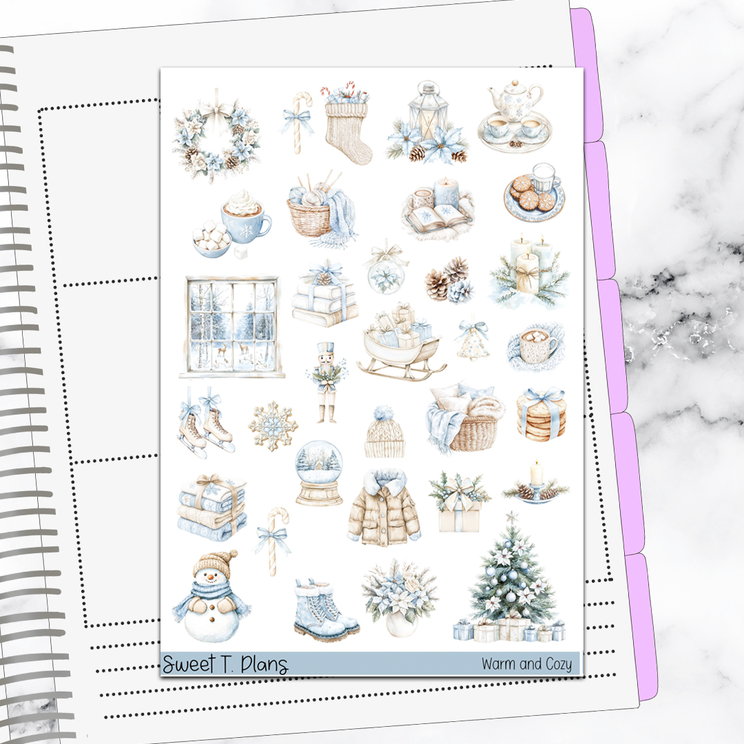 Warm and Cozy Winter Christmas Sticker Kit Universal Vertical Planners