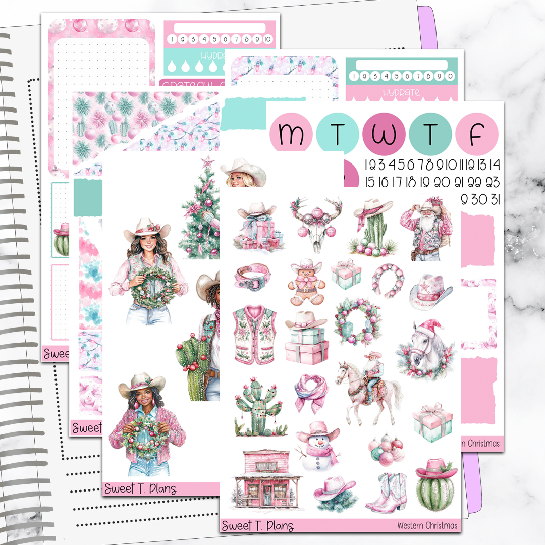 Western Christmas  Bundle or Single Sheets Weekly Ultimate Journaling Kit