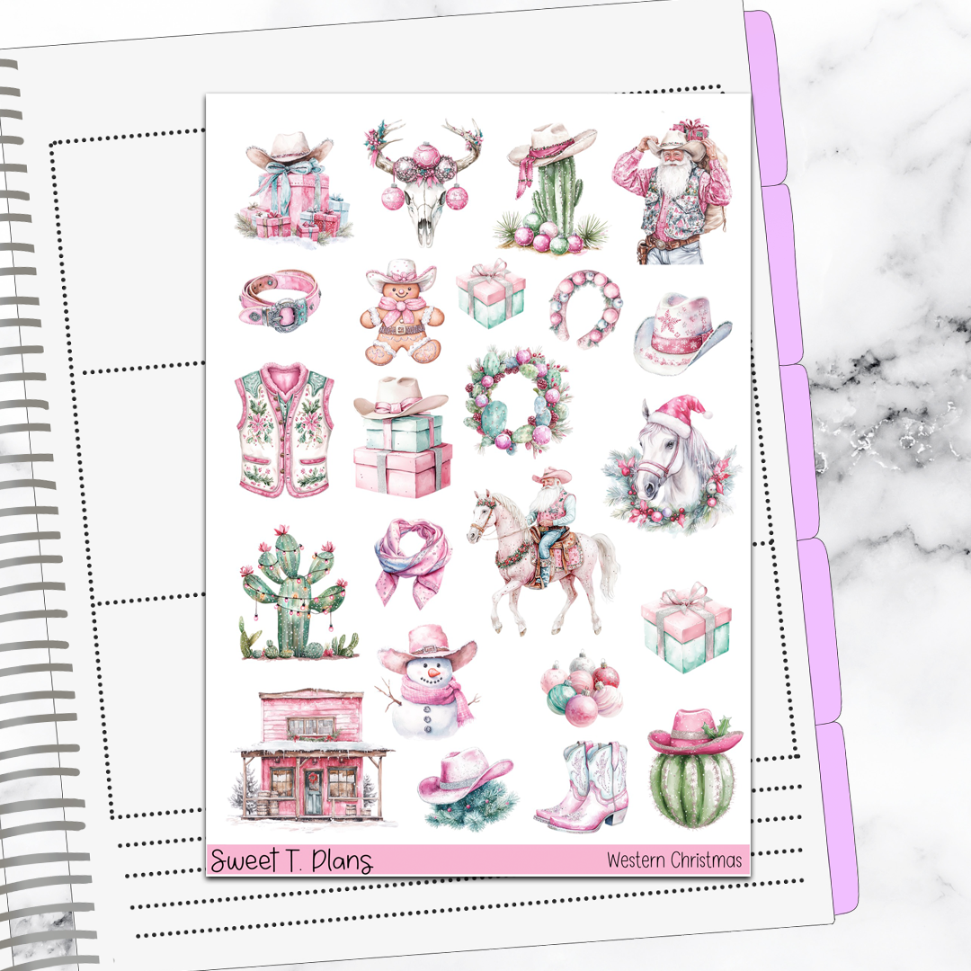 Western Christmas Vertical Mini/B6 Print Pression Weekly Sticker Kit