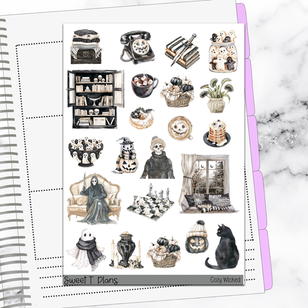 Cozy Wicked Halloween Hobonichi Cousin Weekly Sticker Kit