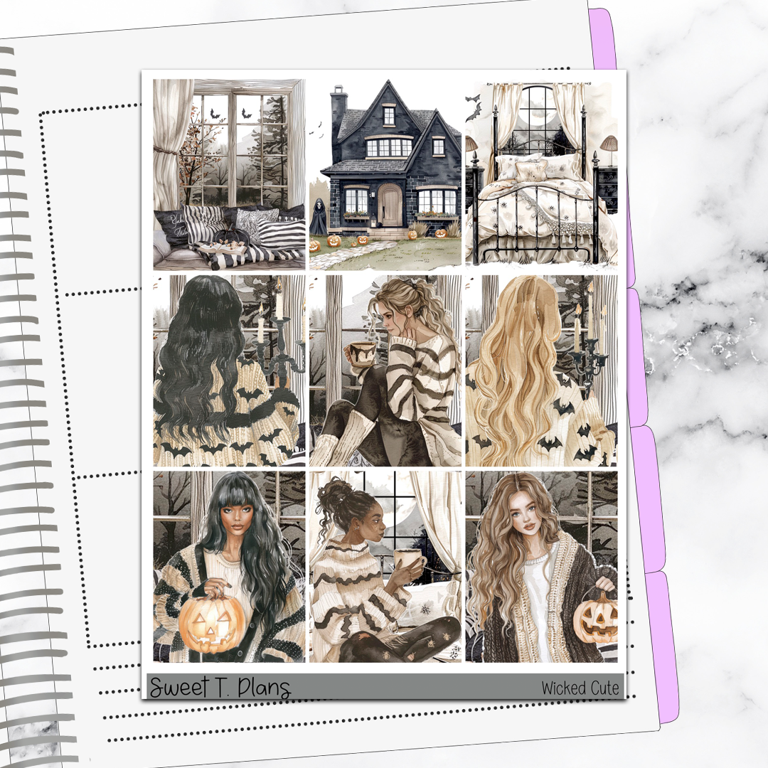 Cozy Wicked Halloween Vertical Mini/B6 Print Pression Weekly Sticker Kit