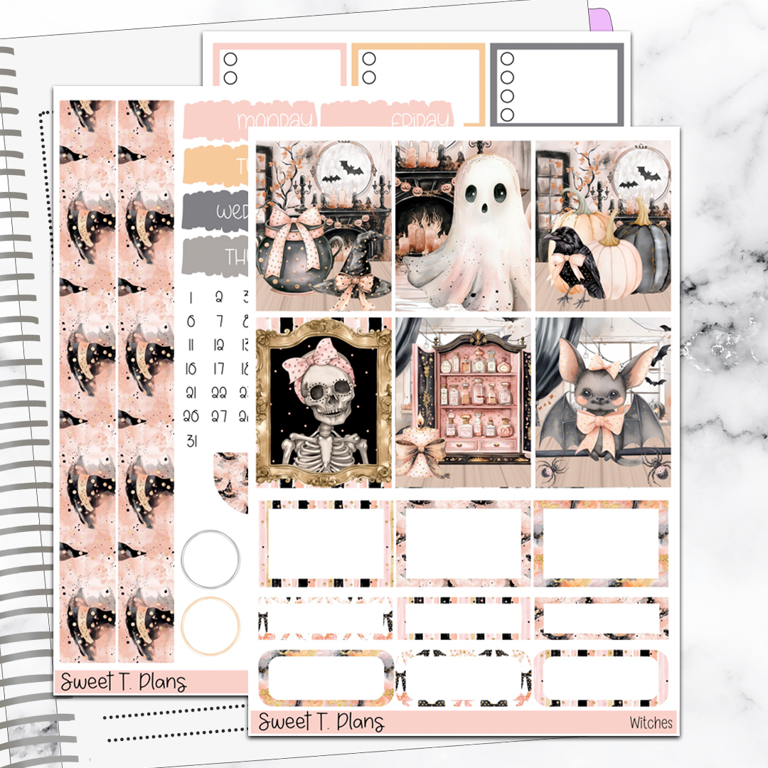 Witches Halloween Vertical Mini/B6 Print Pression Weekly Sticker Kit