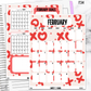 February  Monthly Xoxo Jumbo Sticker A5w A5 B6 Hobonichi Cousin