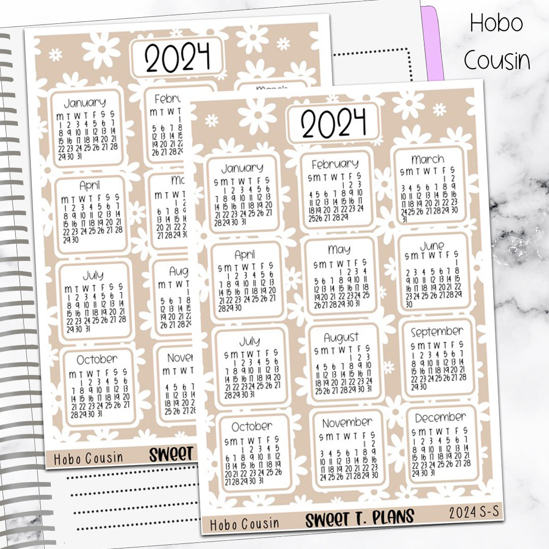 2024 Daisy Year at a Glance Jumbo Sticker A5w B6 Hobonichi Cousin – Sweet  T. Plans
