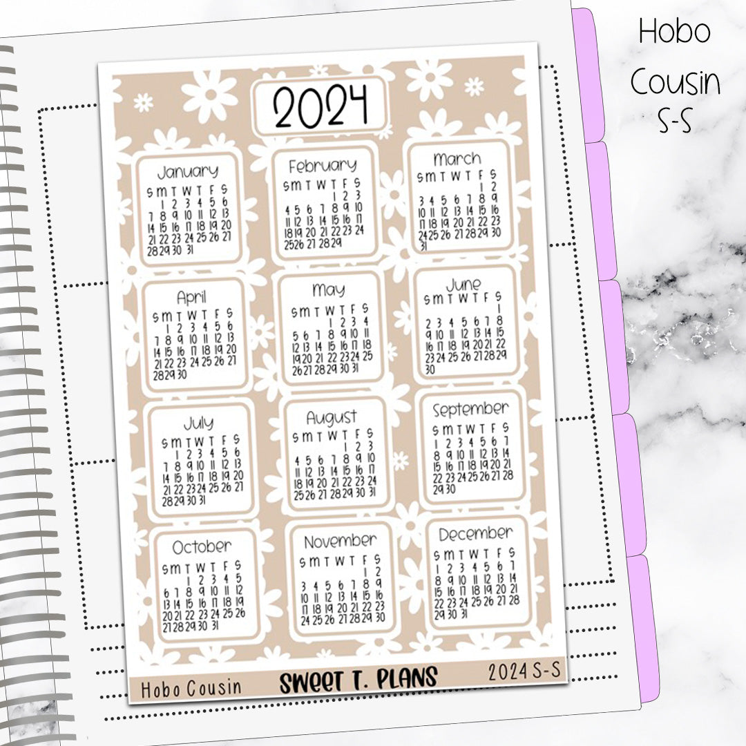 2024 Hobonichi Cousin Year at a Glance / Yearly View Stickers Bobo