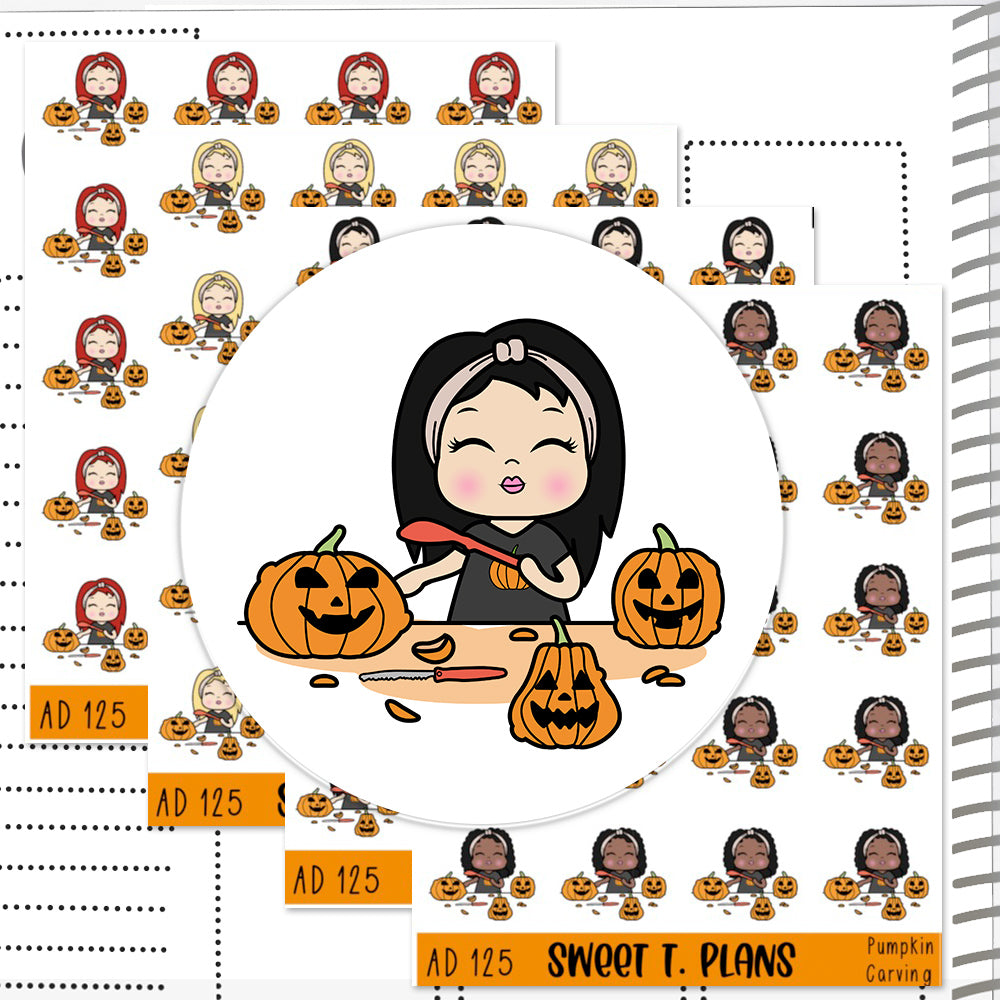 Aleyna Pumpkin Carving Halloween Planner Sticker Sheet (AD125)