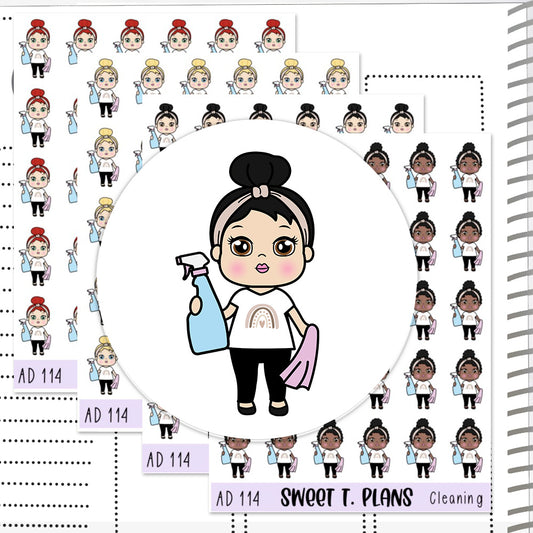 Aleyna Cleaning Planner Sticker Sheet (AD114)