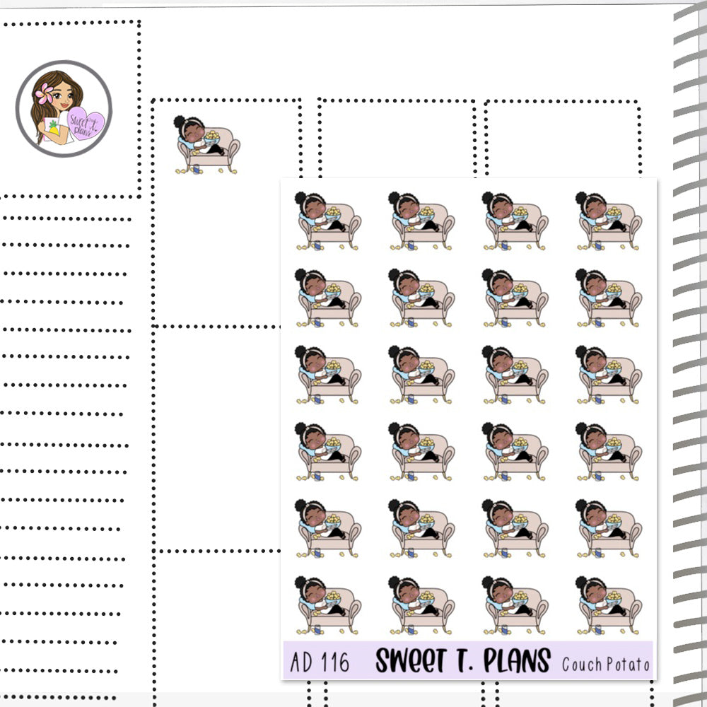 Aleyna Couch Potato Relaxing Planner Sticker Sheet (AD116)