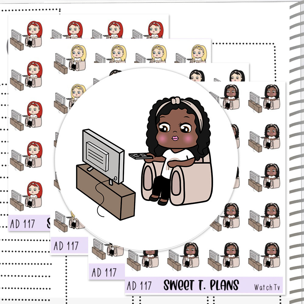 Aleyna Watching Tv Shows Netflix  Planner Sticker Sheet (AD117)