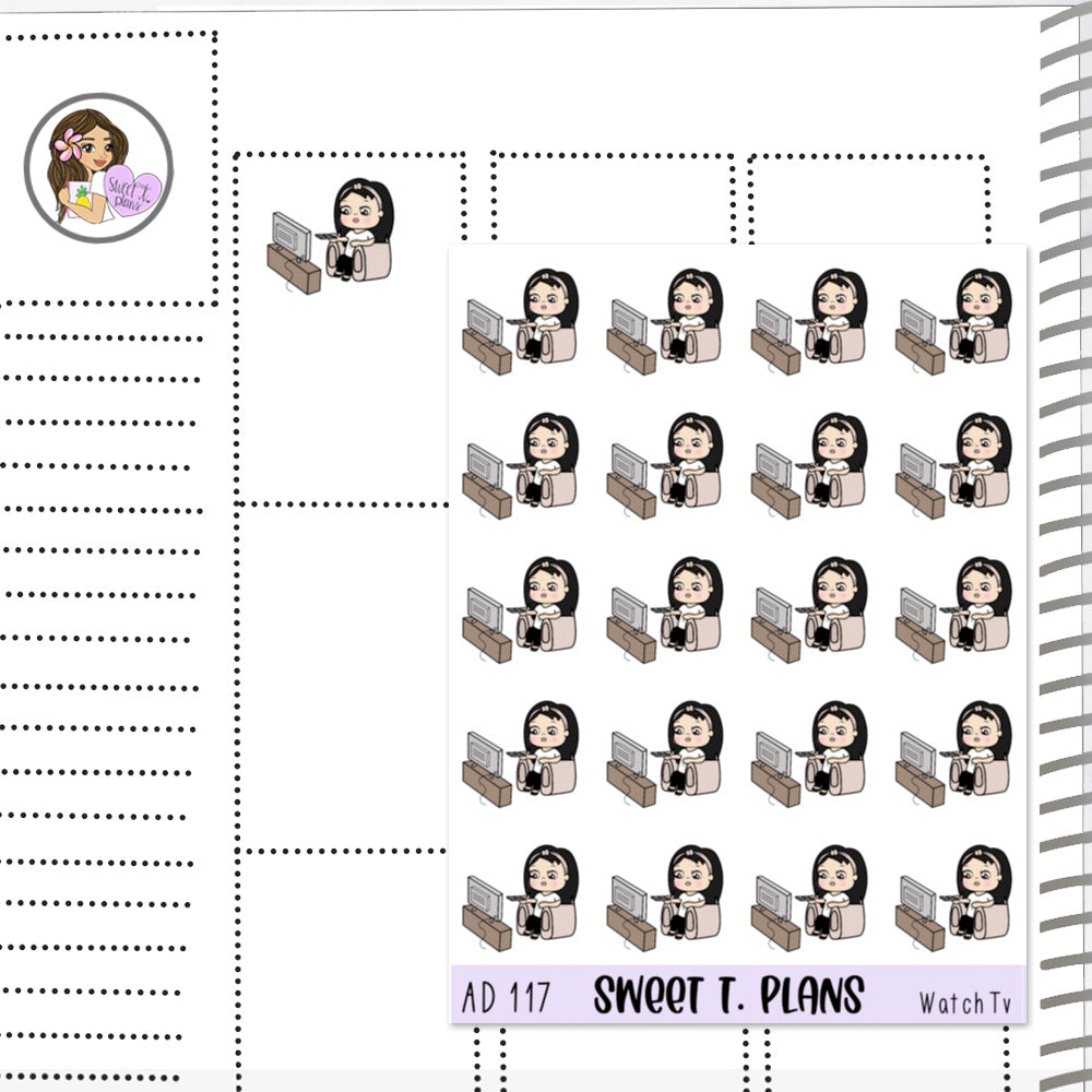 Aleyna Watching Tv Shows Netflix  Planner Sticker Sheet (AD117)