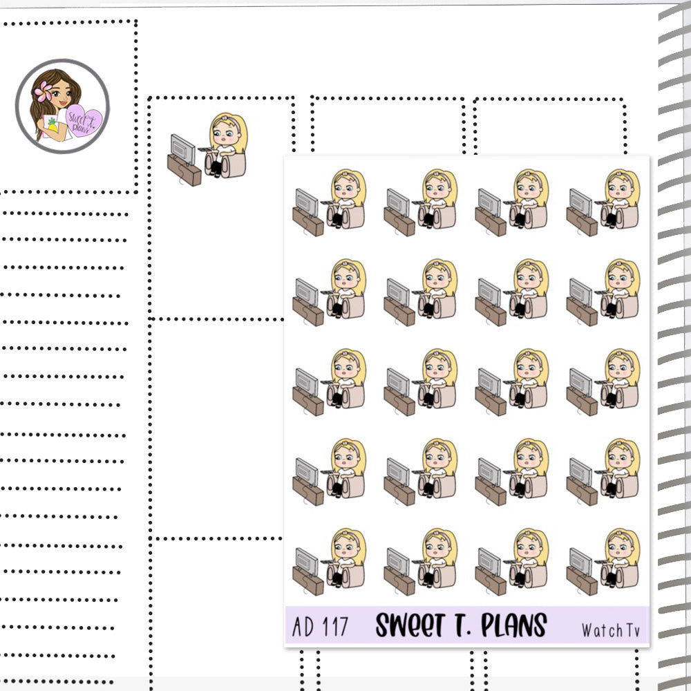 Aleyna Watching Tv Shows Netflix  Planner Sticker Sheet (AD117)