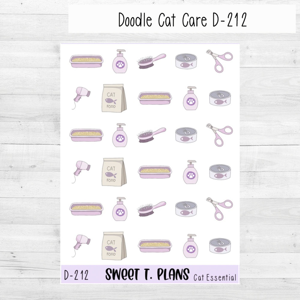 Cat Care Cat Essenital  Planner Sticker Sheet