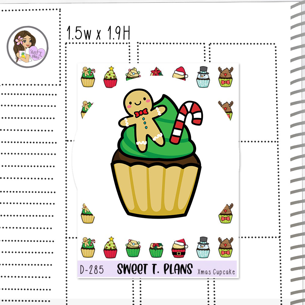 Christmas Cupcakes Doodles Planner Sticker Sheet (D 285)