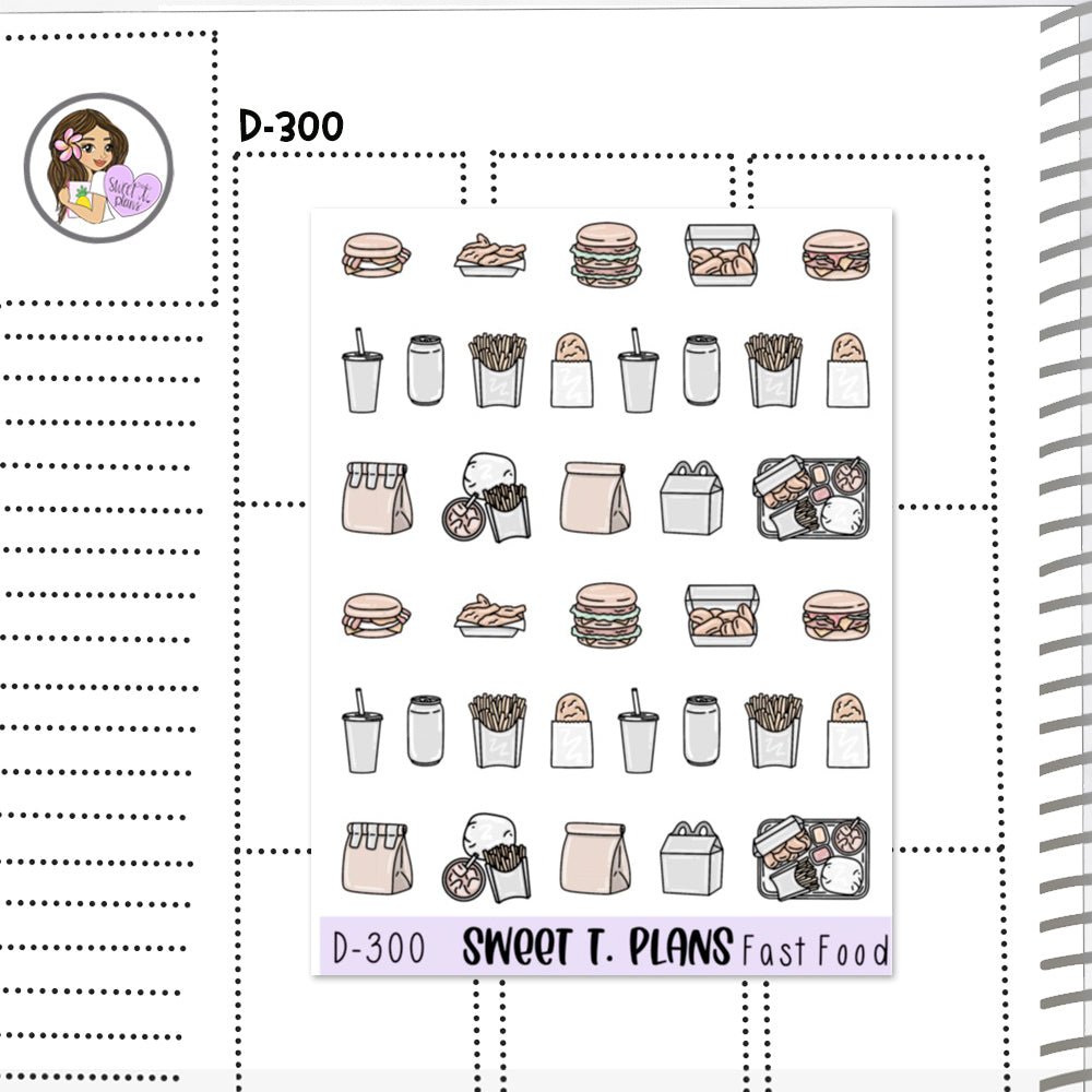 Fast Food Planner Sticker Sheet (D300)