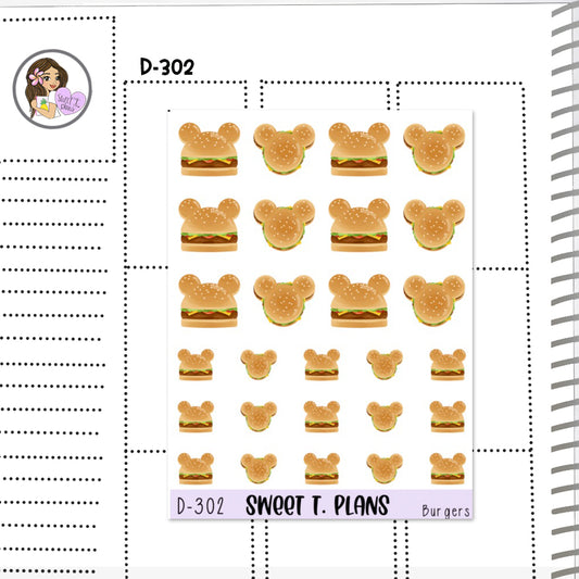 Burgers Planner Sticker Sheet (D302)