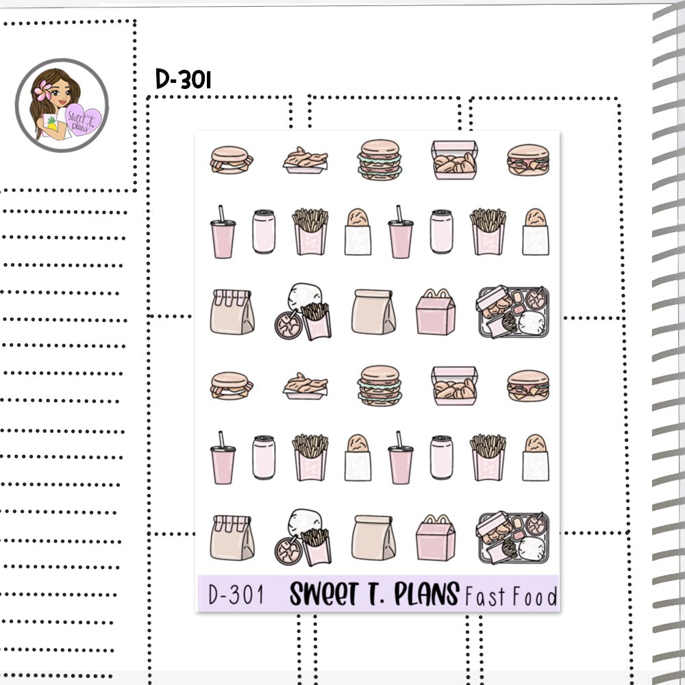 Fast Food Takeout Planner Sticker Sheet (D301)