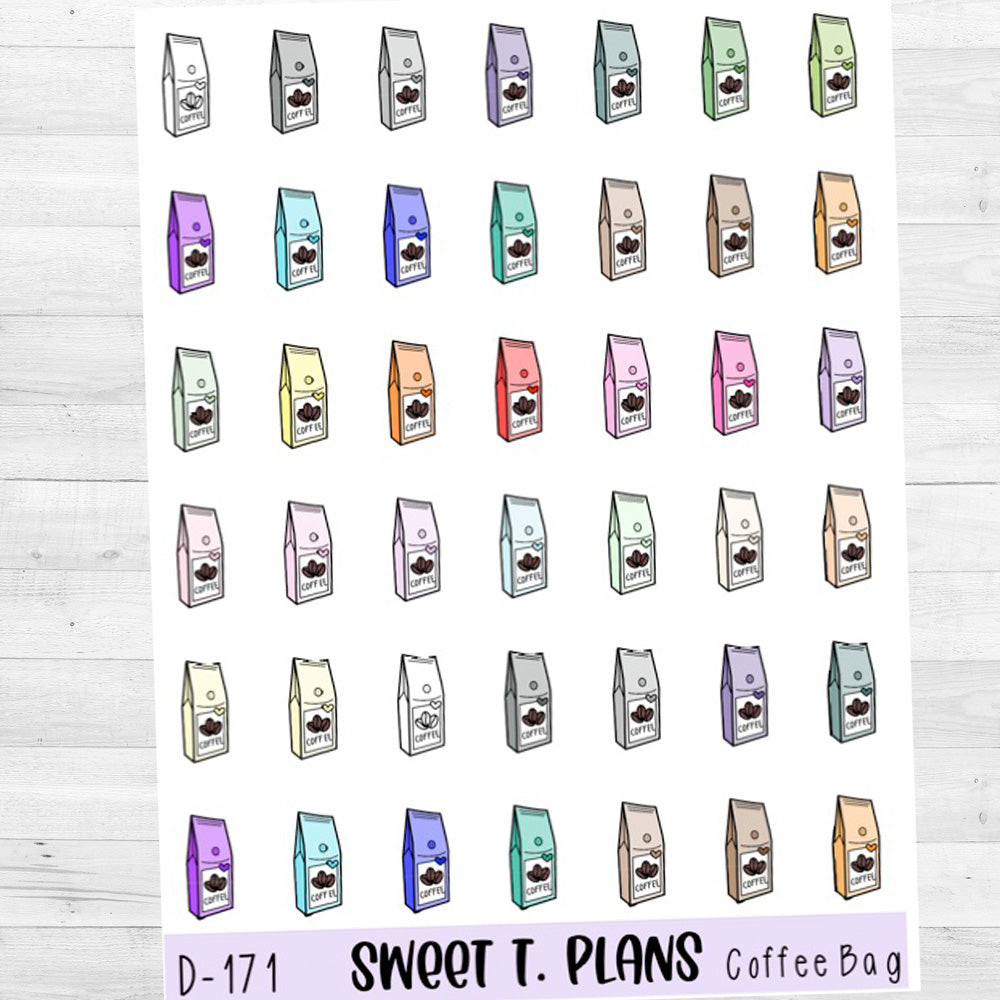 Coffee Bag Planner Sticker Sheet (D171)
