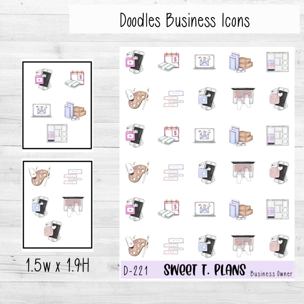 Business Owner Icons Shop Owner Online Shop  Planner Sticker Sheet (D221)