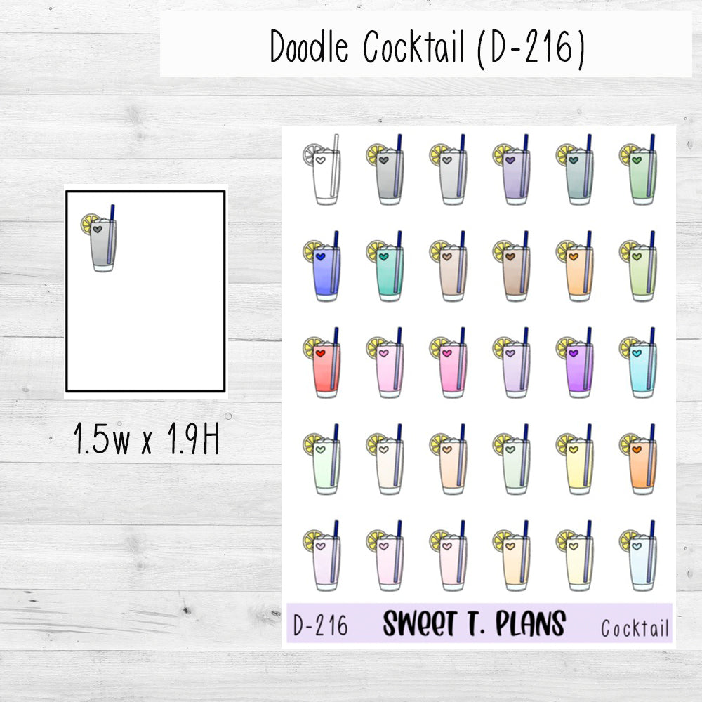 Doodle Cocktail  Planner Sticker Sheet  (D 216)
