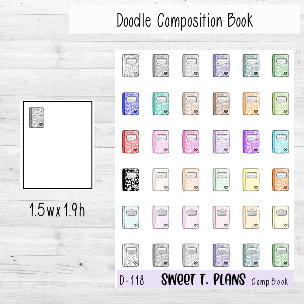 Composition Book Homework Planner Sticker Sheet (D118)