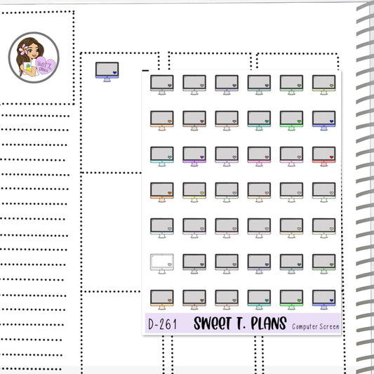 Doodle Computer Screen Working Planner Sticker Sheet (D 261)