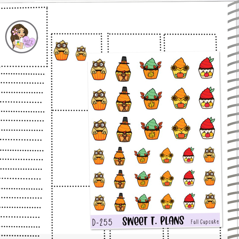 Doodle Fall Cupcake Planner Sticker Sheet (D 255)