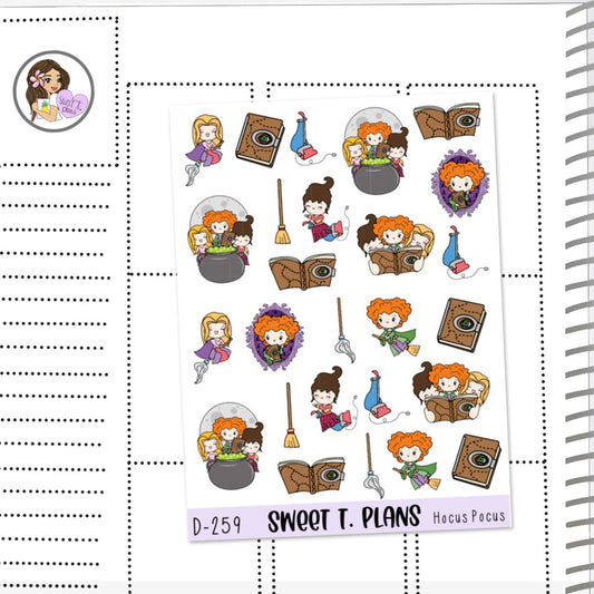 Doodle Hocus Pocus Halloween Coffee Cup  Planner Sticker Sheet (D 259)